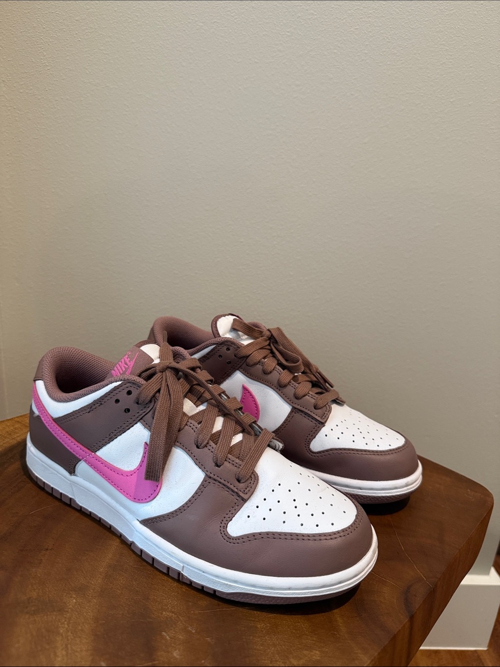 Nike Dunks Pink and Brown Lace Up Sneakers